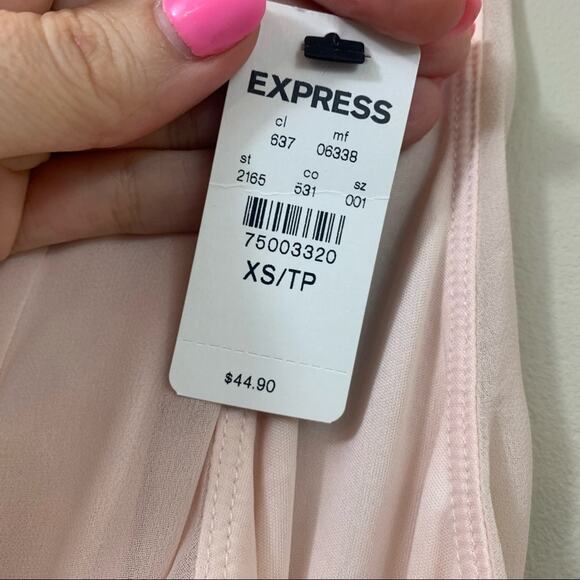 Express Pintuck Sleeveless Jeweled/Beaded Chiffon Top - Picture 3 of 6